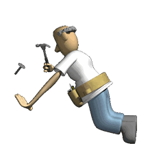 Kneeling and hammering a nail